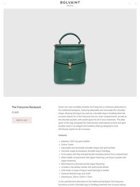 Françoise Green Leather Convertible Backpack